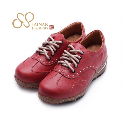 ZOBR 真皮綁帶氣墊休閒鞋 紅 女鞋
