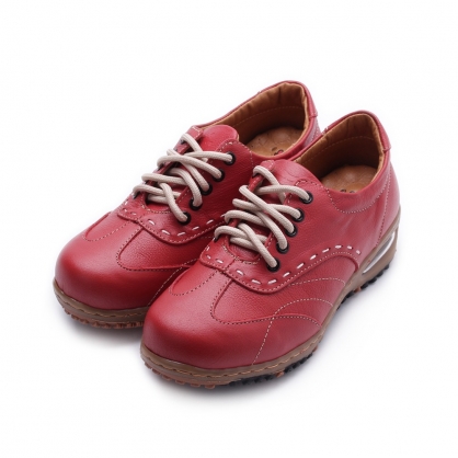 ZOBR 真皮綁帶氣墊休閒鞋 紅 女鞋
