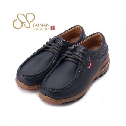 ZOBR 牛皮縫線氣墊休閒鞋 藍 女鞋