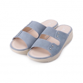 RIN RIN 扣釘厚底拖鞋 淺藍 女鞋