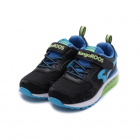KANGAROOS MEGA RUN 迷彩氣墊慢跑鞋 黑藍 KK21466 中大童鞋