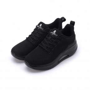 MONTAGUT 飛織氣墊休閒鞋 黑 女鞋