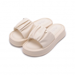 RIN RIN 抓皺沙發拖鞋 米 女鞋