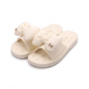 RIN RIN 澎蝴蝶結金釦拖鞋 米 女鞋