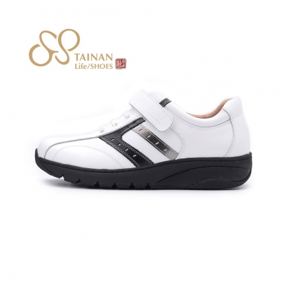 地之柏 魔鬼氈真皮休閒鞋 白 男鞋