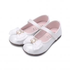 MIFFY 兔兔飾釦蝴蝶結公主鞋 白 中童鞋