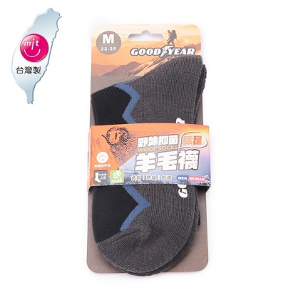 GOODYEAR 野外抑菌暖足羊毛襪 黑 GACS43038