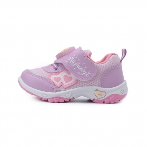 DISNEY 長髮公主 心形電燈運動鞋 紫 中童鞋