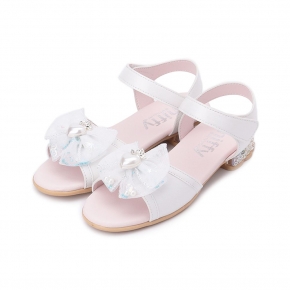 MIFFY 皇冠愛心蝴蝶結涼鞋 白 中大童鞋