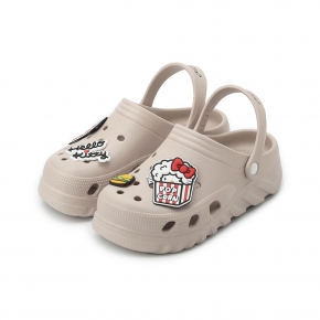 HELLO KITTY 鞋扣厚底洞洞鞋 棕粉 女鞋