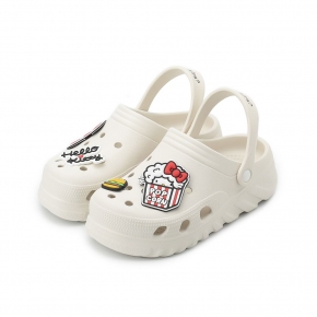 HELLO KITTY 鞋扣厚底洞洞鞋 米白 女鞋