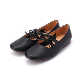 LUZZI 雙結娃娃鞋黑女鞋- 鞋全家福