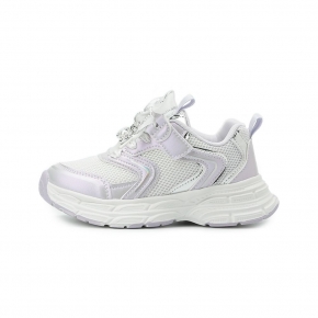 TE TE 金屬熊緞帶休閒運動鞋 銀紫 大童鞋