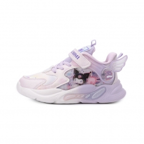 酷洛米 側幻彩圖騰魔鬼氈運動鞋 紫 中大童鞋