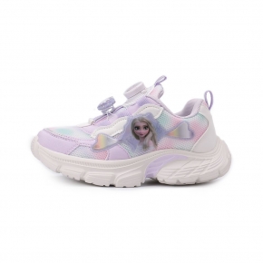 冰雪奇緣 愛心鞋扣旋鈕運動鞋 紫 FNKR51207 中大童鞋