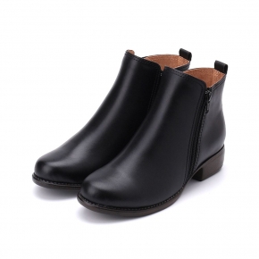 LUZZI 雙拉鍊短靴 黑 女鞋