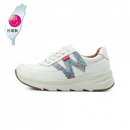 地之柏 側W字休閒鞋 白 女鞋