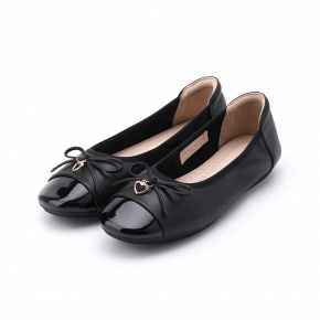 LUZZI 心釦蝴蝶結娃娃鞋 黑 女鞋