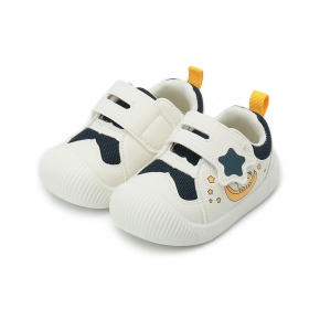 TE TE 月亮小熊星星魔鬼氈鞋 藍 中小童鞋