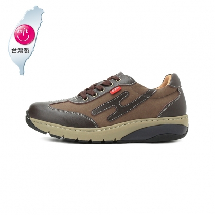 地之柏 綁帶真皮休閒鞋 咖 男鞋